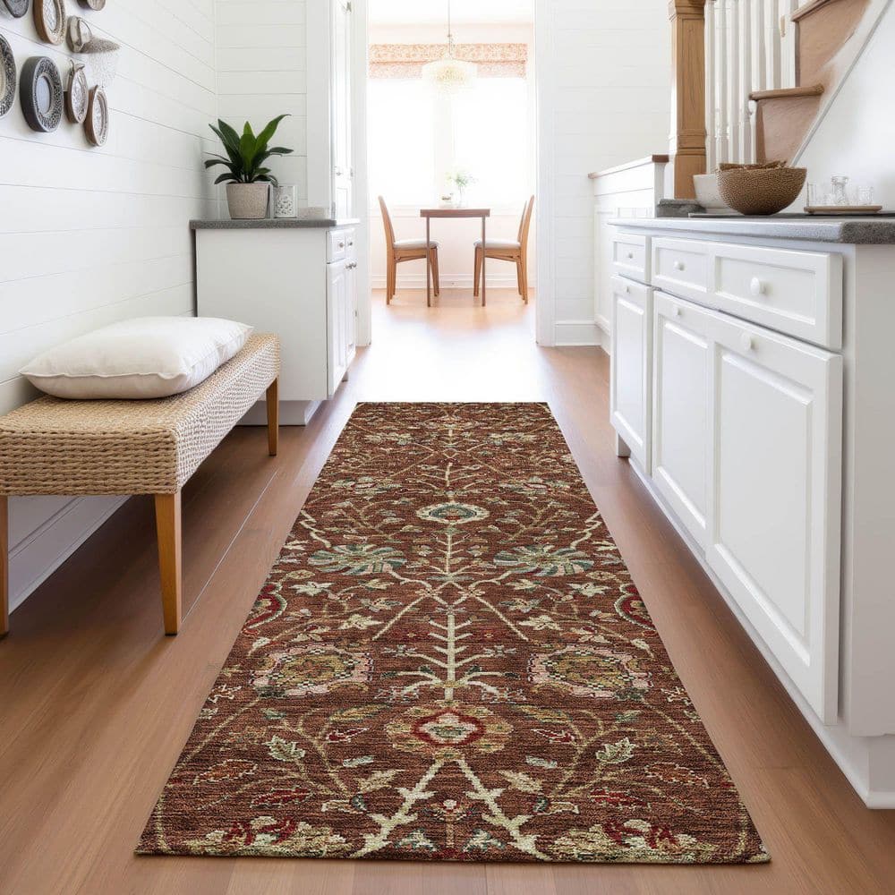Mayfield Premium Machine Washable Abstract AMF1085 Paprika 2 ft. 3 in. x 7 ft. 6 in. Runner Rug price history on PriceWatchPro