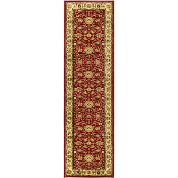 Lyndhurst Red/Ivory 2 ft. x 8 ft. Border Floral Antique Runner Rug