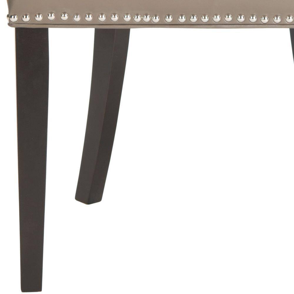 Espresso Birchwood Parsons Side Chair in Clay with Silver Nailhead Trim