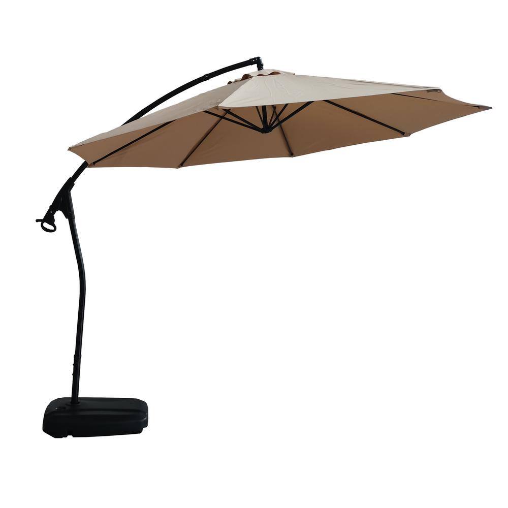 Kadehome 11 ft. Outdoor Aluminum Pole Cantilever Patio Umbrella in Tan