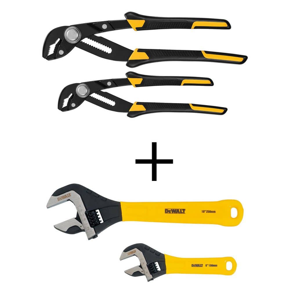 DEWALT in. and 10 in. Push Lock Pliers Set (2-Pack) and Adjustable Wrench  Set (2-Pack) DWHT70486W75497 The Home Depot