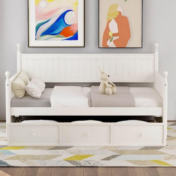 White Twin Daybed with Three Drawers