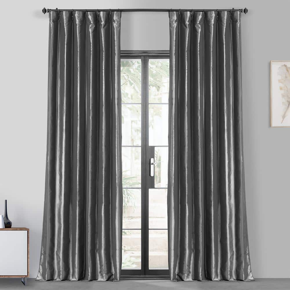 Graphite Solid Faux Silk Blackout Curtain - 50 in. W x 84 in. L Rod Pocket and Hook Belt Single Window Panel price history on PriceWatchPro