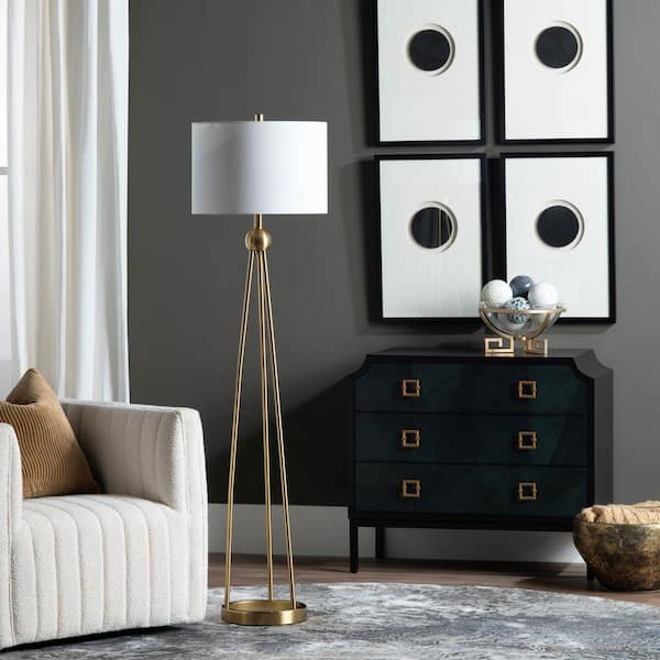 CRESTVIEW COLLECTION 61 in. Polished Standard Floor Lamp with