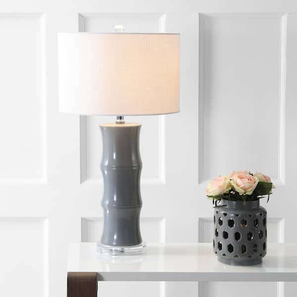 JONATHAN Y Tiki 26.5 in. Grey Ceramic Table Lamp