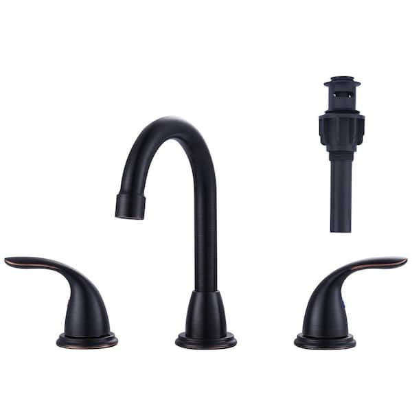8 in. Widespread Double Handle Bathroom Faucet with Drain Kit Included in Oil Rubbed Bronze