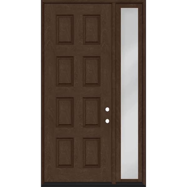 Regency 61 in. x 96 in. 8-Panel LHIS Hickory Mahogany Fiberglass Prehung Front Door with 16 in. SL with 4-9/16 Jamb