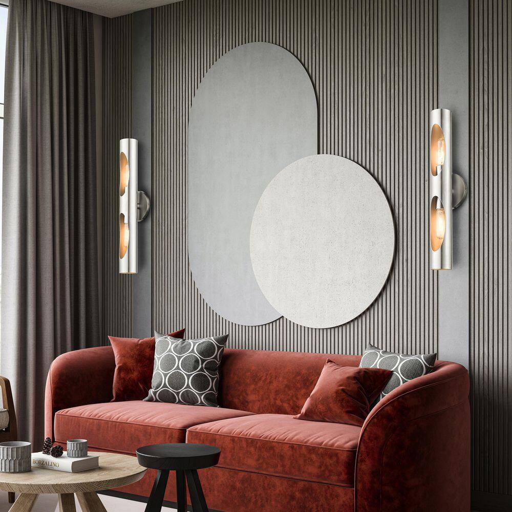Novato Minimalist Brushed Nickel 2-Light Dimmable Sconce