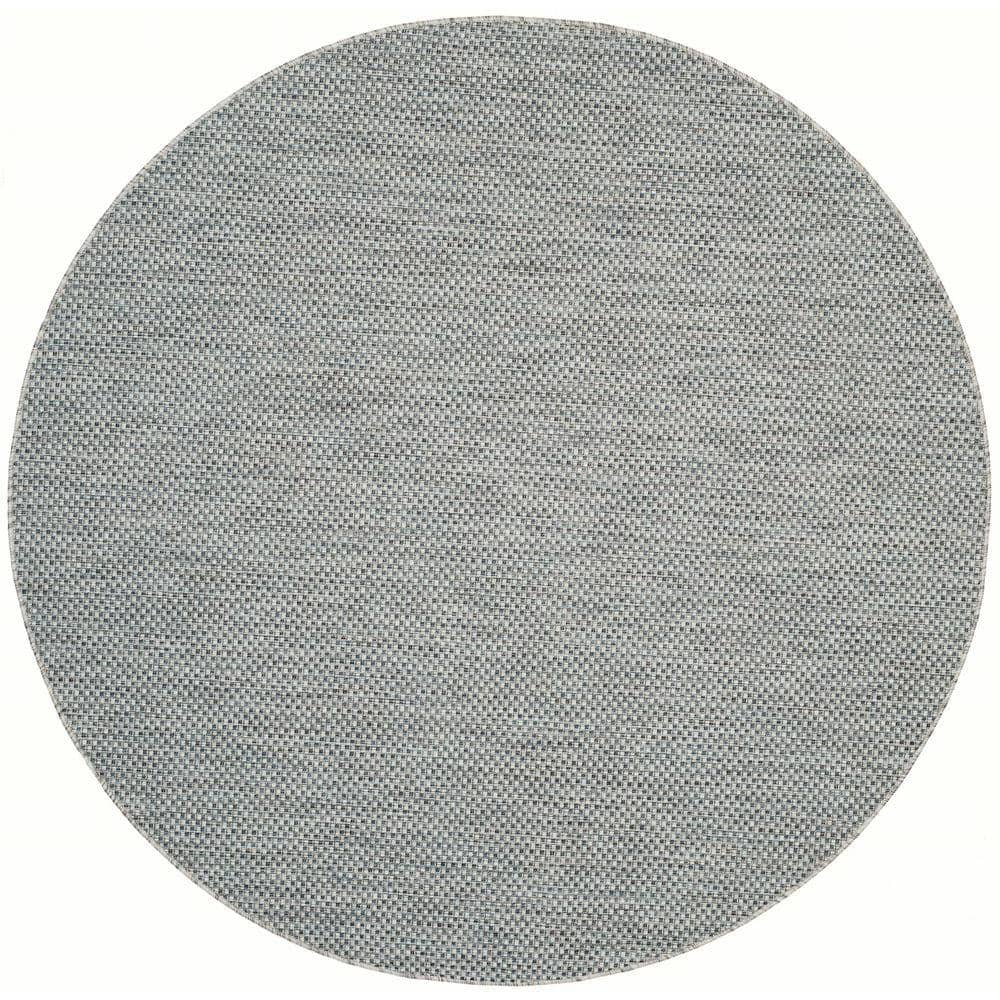 Courtyard Gray/Navy 10 ft. x 10 ft. Solid Color Distressed Indoor/Outdoor Round Area Rug price history on PriceWatchPro