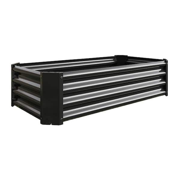 BTMWAY 4 ft. L x 2 ft. W x 1 ft. H Black Galvanized Metal Outdoor Raised Garden Bed Kit, Planter Box (1-Pack)