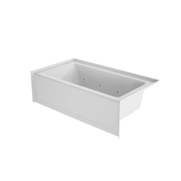 JACUZZI SIGNATURE Low Profile 60 in. x 32 in. Whirlpool Bathtub with Right Drain in White with Heater