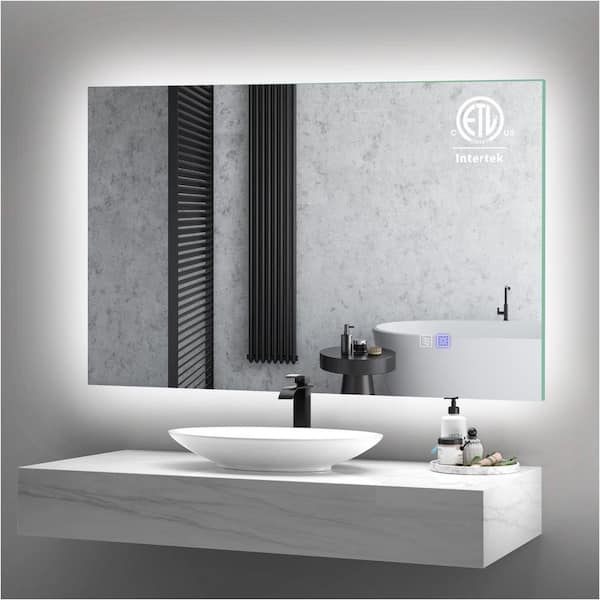 Unbranded 40 in. W x 28 in. H Large Rectangular Frameless Anti-Fog Backlit LED Light Wall mounted Bathroom Vanity Mirror