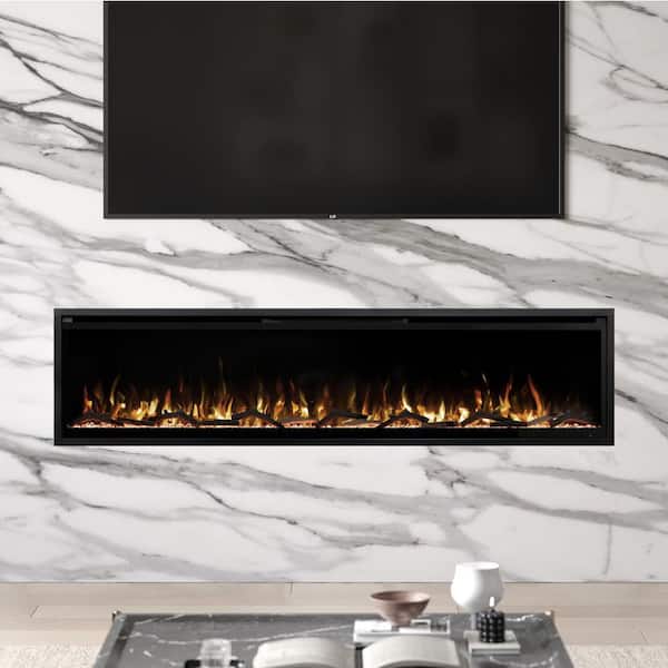 Aerus Slim 72 in. Wall-Mounted Electric Fireplace Heater with Multi-Color Flames, Remote, 5000 BTU, Wi-Fi