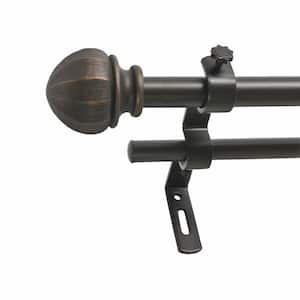 Facet Ball 26 in. - 48 in. Adjustable Double Curtain Rod 5/8 in. in Vintage Bronze with Finial