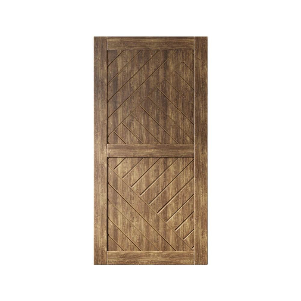 HT 36 in. x 80 in. C-Panel Solid Core Dark Walnut Geometric Design Pine Wood Interior Sliding Barn Door Slab price history on PriceWatchPro