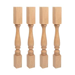 35.25 in. x 3.75 in. Unfinished Solid North American Red Oak Plain Full Round Kitchen Island Leg (4-Pack)
