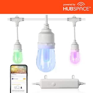 12 Light 24 ft. Outdoor Plug-in Integrated LED White Edison Bulb RGBW Color Changing String Light Powered by Hubspace