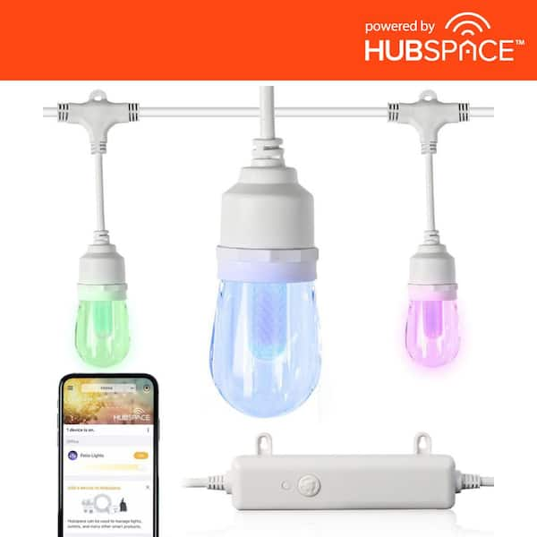 HAMPTON BAY Indoor/Outdoor 12-Light 24 ft. Smart Plug-in Edison Bulb RGBW  Color Changing LED String Light Powered by Hubspace - Matthews Auctioneers