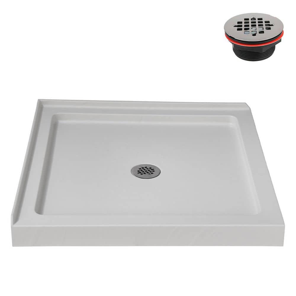 36 in. x 36 in. Corner Acrylic Shower Pan Base in Matte White with Center Drain, Drain Included price history on PriceWatchPro