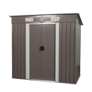 6 ft. W x 4 ft. D Metal Garden Shed Outdoor Tool Shed Outside Storage Shed with Sloping Roof in Grey (24 sq. ft.)
