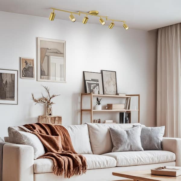 Merra 6-Light 4 ft. Gold Ceiling Mounted Hardwired Track Lighting