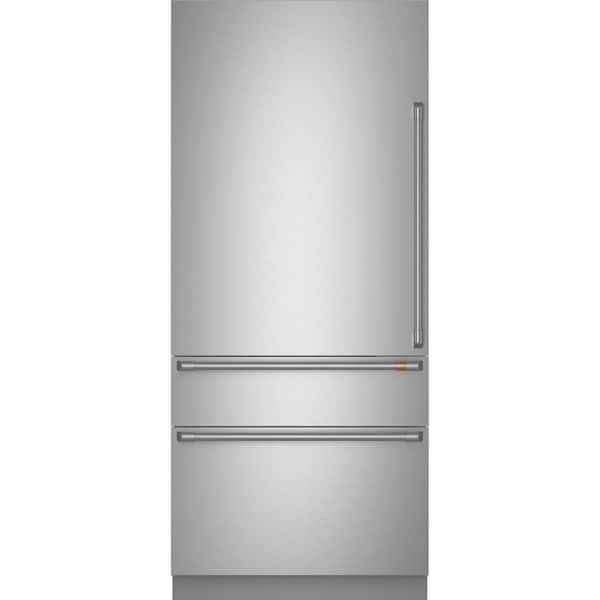 Cafe 36 in. 20.1 cu. ft. Built-In Bottom Freezer Refrigerator in Stainless Steel with Convertible Middle Drawer, LH Swing