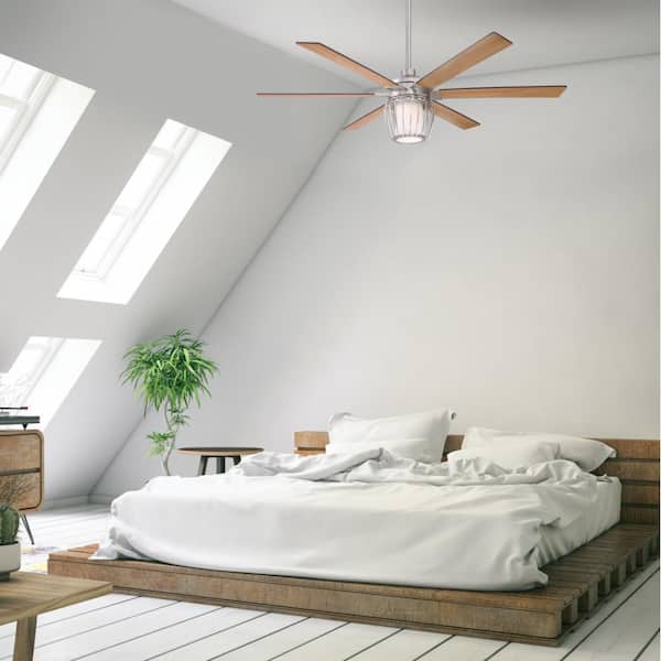 Willa 60 in. LED Brushed Nickel Ceiling Fan with Light Fixture and Remote Control