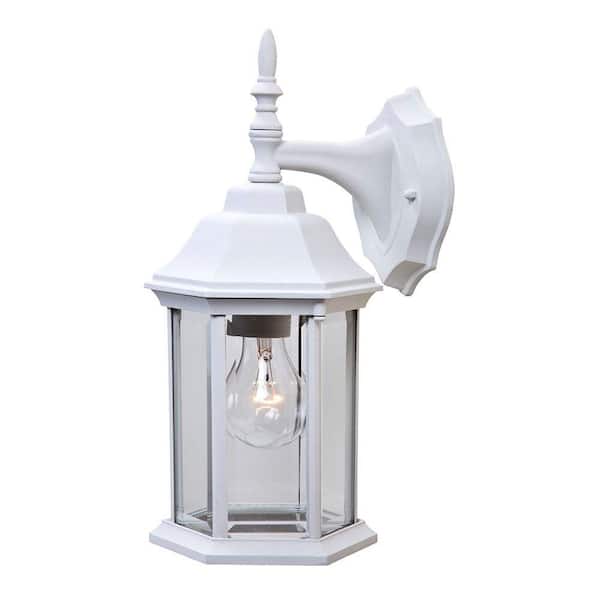 Craftsman 2 Collection 1-Light Textured White Outdoor Wall Lantern Sconce