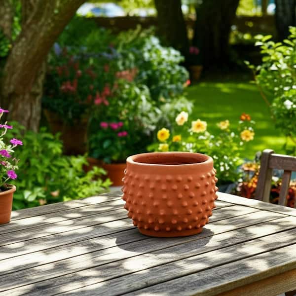 Liv & Skye Red Ceramic Bubble Raised Dot Design Decorative Planter