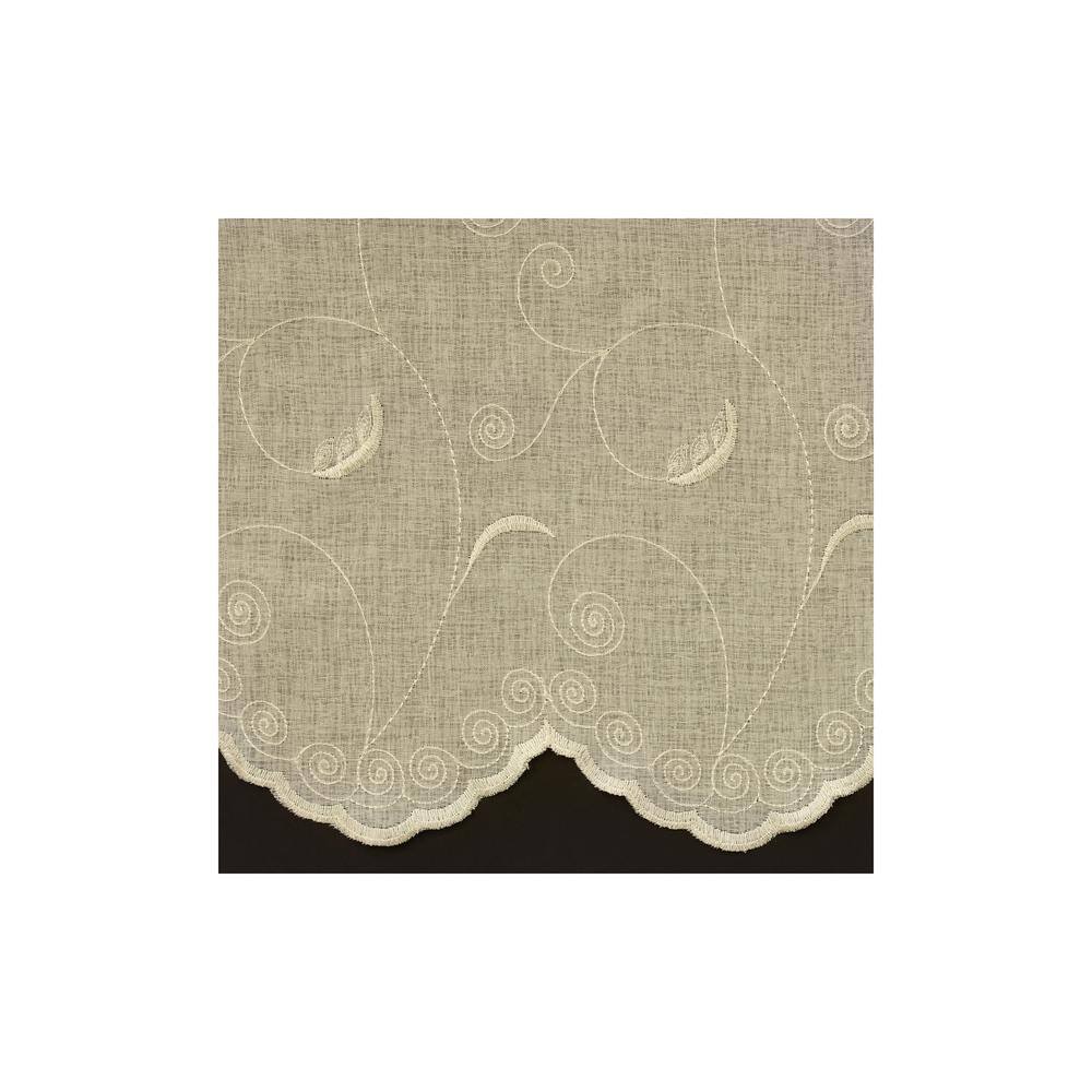 Cream Embroidered Faux Linen 63" Rod Pocket Curtain Panel