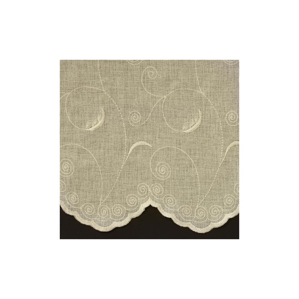 Cream Polyester Double Scalloped Valance with Scroll Motif, 54x17"