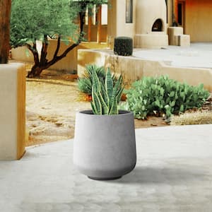 17 in. H Round Raw Concrete Planter, Outdoor Modern Planter Pot, Flower Pot with Drainage Hole for Garden
