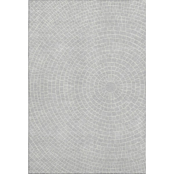 Mayfield Premium Machine Washable Abstract AMF2455 Silver 5 ft. x 7 ft. 6 in. Area Rug