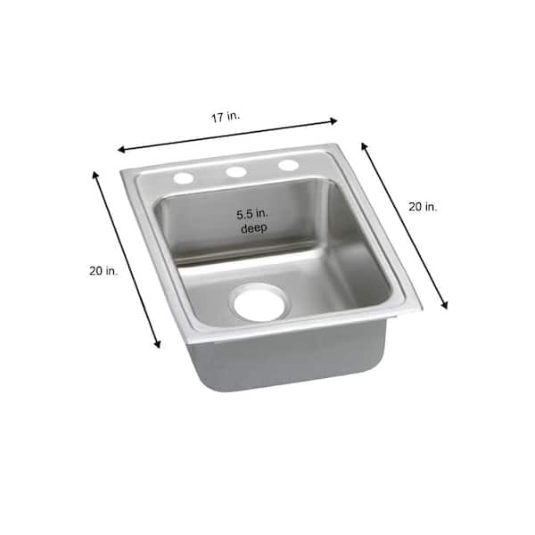 Lustertone 17 in. Drop-in Single Bowl 18-Gauge Stainless Steel Kitchen ADA Sink Only