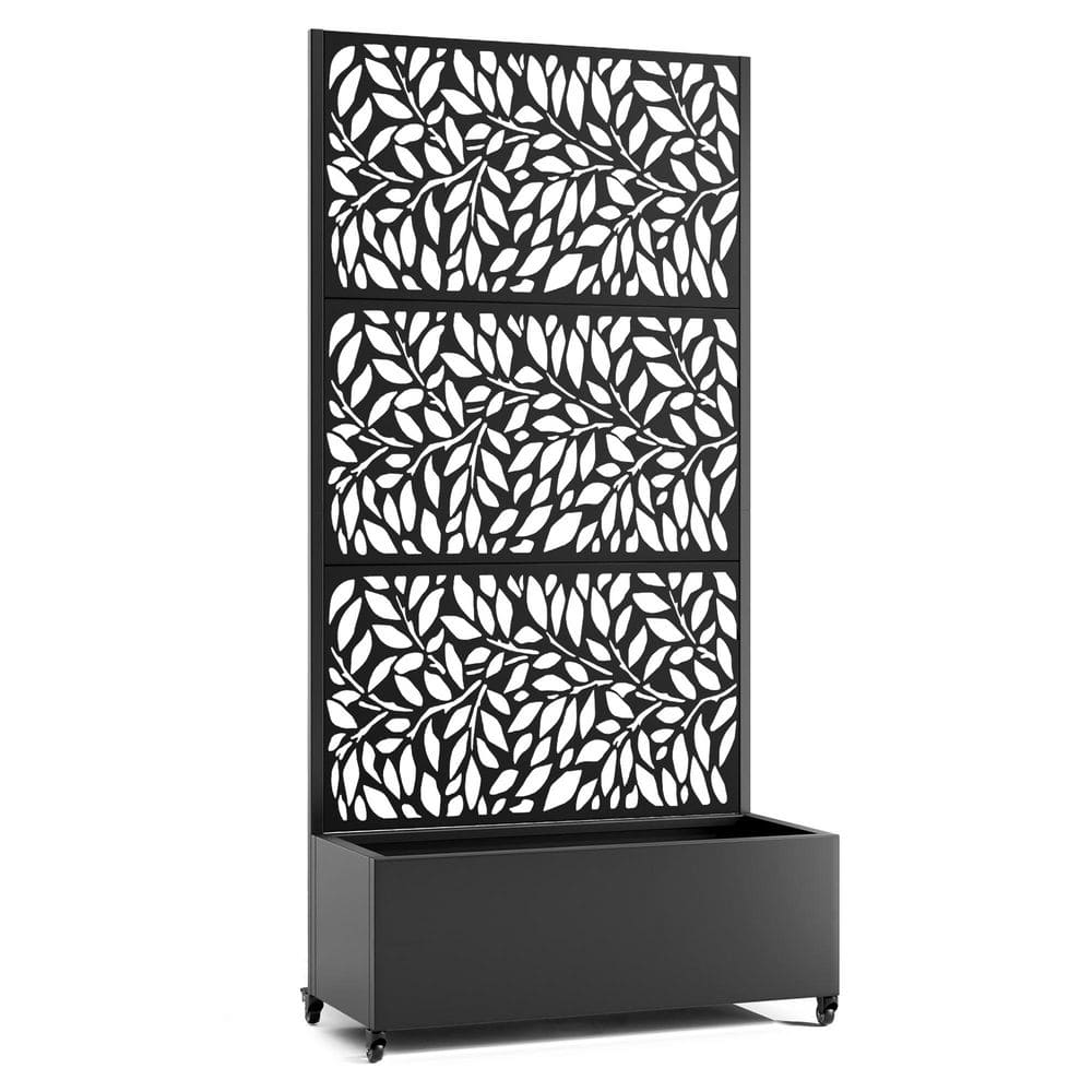 35 in. x 16 in. x 71 in. Black Metal Raised Garden Planter Box with Trellis, Rolling Wheels price history on PriceWatchPro