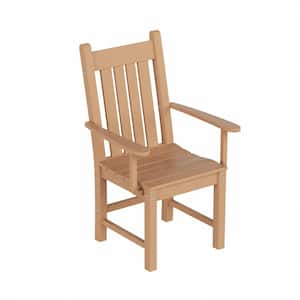 Hayes HDPE Plastic All Weather Outdoor Patio Slat Back Dining Arm Chair in Teak
