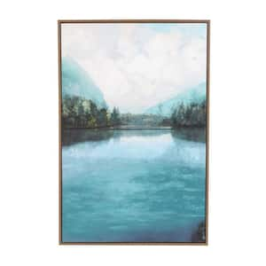 1-Panel Landscape Lake Framed Wall Art 59 in. x 40 in.