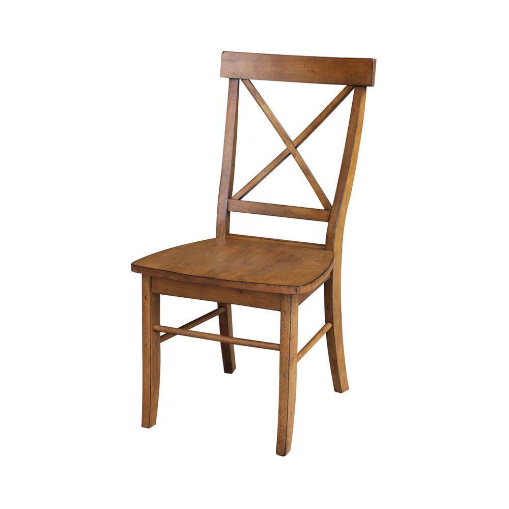 Elegant Pecan Brown Solid Wood Cross-Back Side Chair