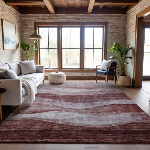 Mayfield Premium Machine Washable Abstract AMF1141 Blush 3 ft. x 4 ft. Area Rug