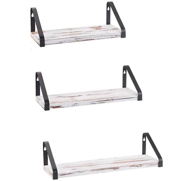 Oumilen Country-Style Wooden Wall Shelves (Set of 3)