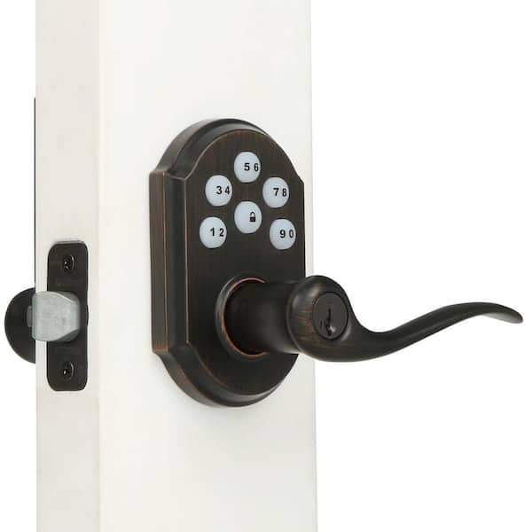 Kwikset SmartCode Venetian Bronze Keypad Electronic Tustin Door Lever Featuring SmartKey Security