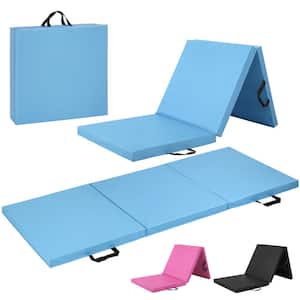 Tri-Fold Folding Thick Exercise Mat Blue 6 ft. x 2 ft. x 2 in. Vinyl and Foam Gymnastics Mat ( Covers 12 sq. ft. )