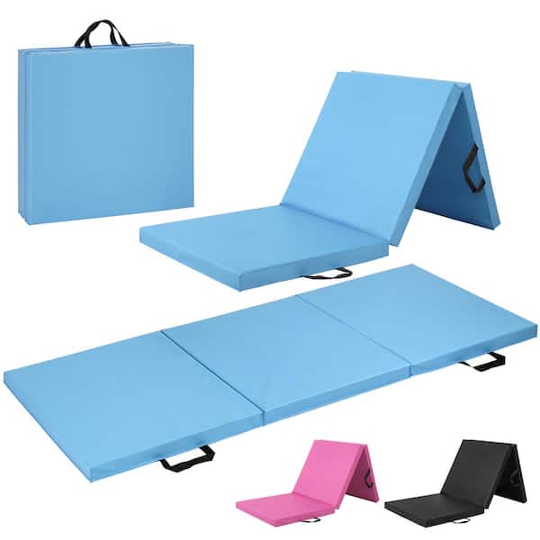 CAP Tri-Fold Folding Thick Exercise Mat Blue 6 ft. x 2 ft. x 2 in. Vinyl and Foam Gymnastics Mat ( Covers 12 sq. ft. )