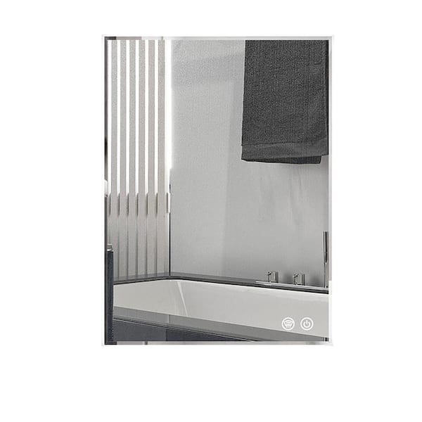 JimsMaison 36 in. W x 24 in. H Large Rectangular Frameless Anti-Fog Wall Mounted Bathroom Vanity Mirror in Silver
