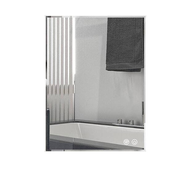 JimsMaison 36 in. W x 28 in. H Large Rectangular Frameless Anti-Fog Wall Mounted Bathroom Vanity Mirror in Silver