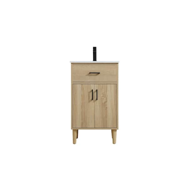 20 in. Single Sink Mango Wood Bath Vanity with White Engineered Marble Top