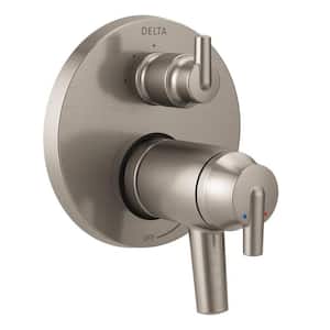 2-Handle Wall-Mount Valve Trim Kit with 3-Setting Integrated Diverter in Stainless (Valve Not Included)