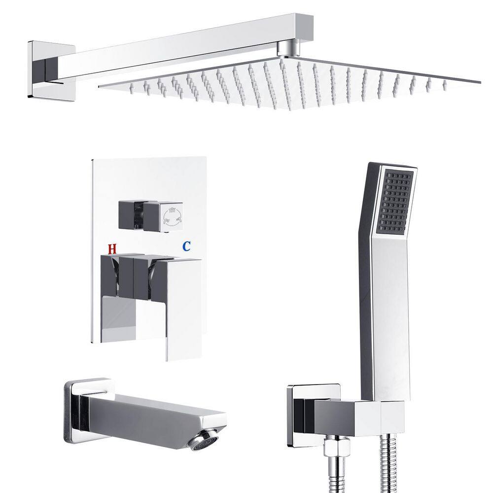 Single Handle 3-Spray Shower Faucet 2.0 GPM with 360° Swivel in Polish Chr