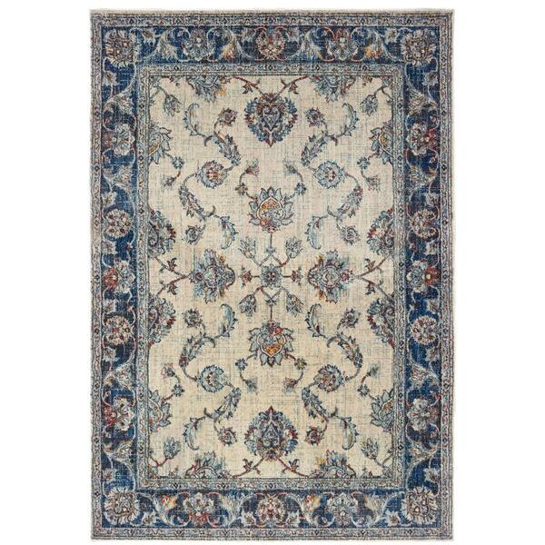 AVERLEY HOME Palmer Ivory/Blue 5 ft. x 8 ft. Oriental Area Rug