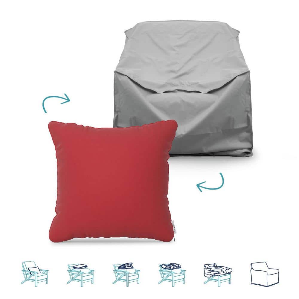 Pillow-To-Cover 18 in. Flagship Ruby Red Pillow Club Chair Cover